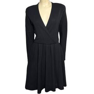 Vintage Donna Karan Long-Sleeve Wool Little Black Dress